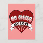 Wees mijn liefde Retro Valentijnsdag Rood Hart Briefkaart (Voorkant)