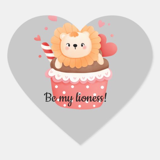 Wees mijn lioness lion valentijn-uitnodiging hart sticker (Voorkant)