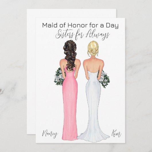 Wees mijn Maid of Honor Aankondiging (Voorkant / Achterkant)