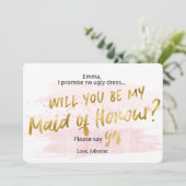 Wees mijn Maid of Honor Blush Gold-Waterverf Kaart (Staand voorkant)