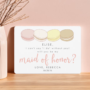 Wees mijn Maid of Honor Kaart   franse macarons