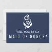 Wees mijn Maid of Honor Kaart | Nautisch touw en a (Voorkant)