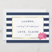 Wees mijn Maid of Honor Kaart | Navy Stripe Pink P (Achterkant)