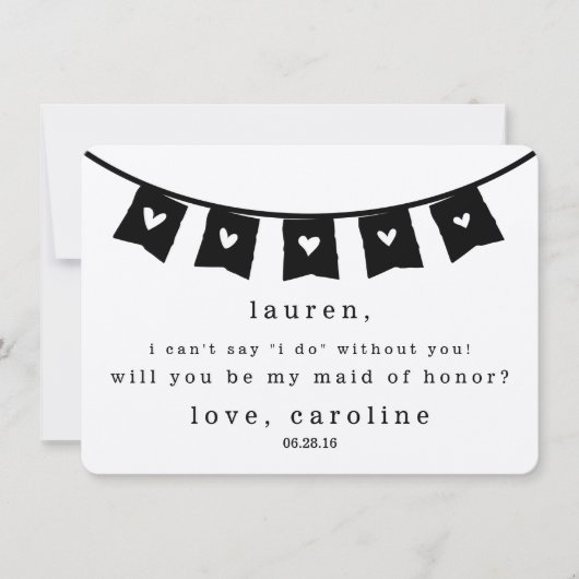 Wees mijn Maid of Honor Kaart | Rustic Kraft Heart (Voorkant)