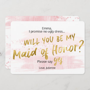 Wees mijn Maid of Honor Pink Blush Gold-Waterverf Kaart