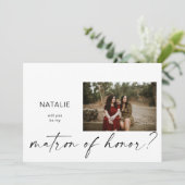 Wees mijn matron van eer en klein fotovoorstel kaart (Staand voorkant)