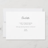 Wees mijn matron van het beste fotovoorstel kallig kaart (Achterkant)