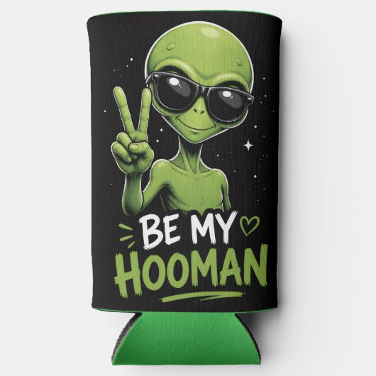 Wees Mijn Mens Alien Design Seltzer Blikjeskoeler (Voorkant)