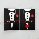 Wees Mijn Page Boy CUSTOM Kaart Tux en Roos 3 (Binnen)