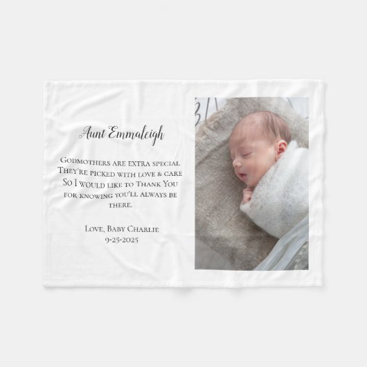 Wees mijn peetmoeder dank u foto fleece deken (Voorkant (Horizontaal))