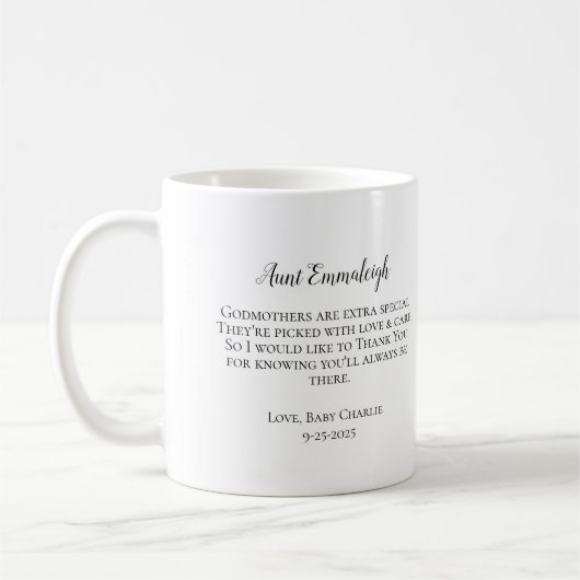 Wees mijn peetmoeder dank u foto koffiemok (Links)