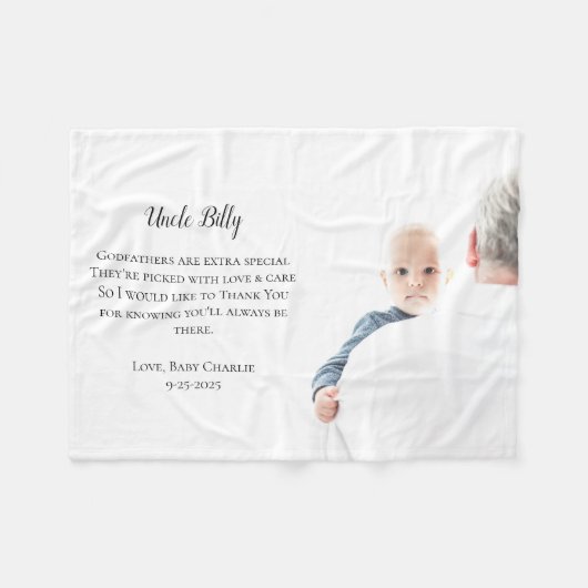 Wees mijn peetvader dank u foto fleece deken (Voorkant (Horizontaal))