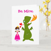 Wees mijn prinses en Dinosaur Valentijn Kaart (Gele Bloem)