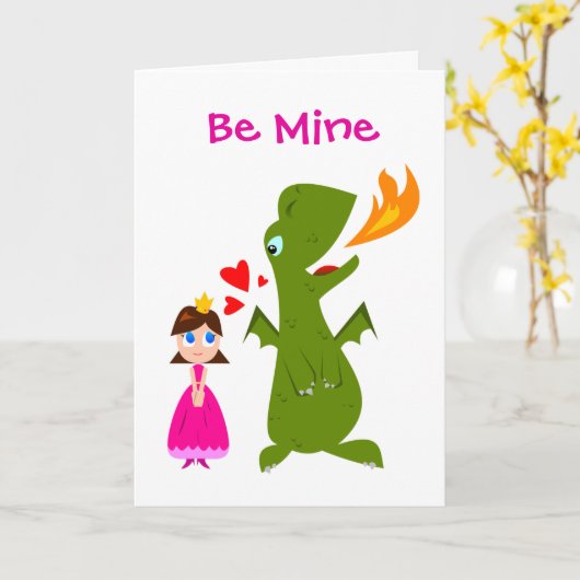 Wees mijn prinses en Dinosaur Valentijn Kaart (Gele Bloem)