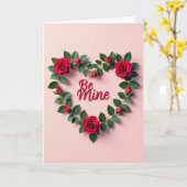 Wees Mijn Rode Roos Hart Kaart (Gele Bloem)