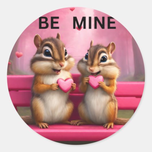 Wees mijn schattige chipmunks en harten ronde sticker (Voorkant)