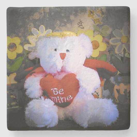 Wees mijn teddybeer met hart stenen onderzetter (Voorkant)
