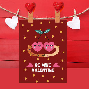 Wees mijn Valentijn, 2 Schattige Roze Kersen Verli Feestdagenkaart