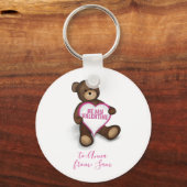 Wees mijn Valentijn, aangepaste verkuilde Teddy B Sleutelhanger (Voorkant)
