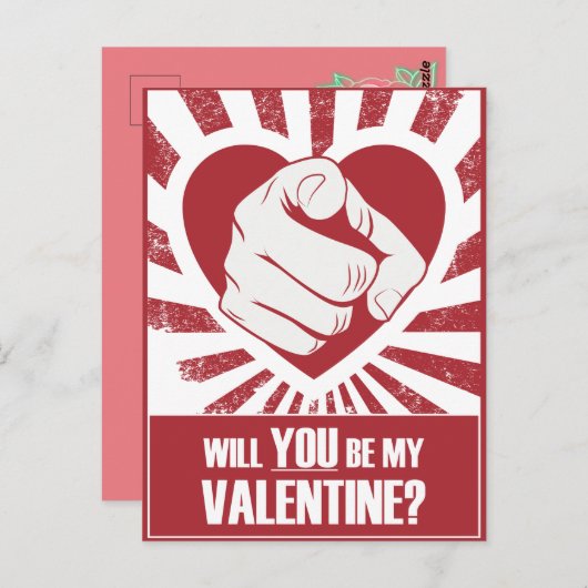 Wees mijn Valentijn Briefkaart (Voorkant / Achterkant)