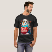 Wees mijn Valentijn Budgie Hart T-shirt (Voorkant volledig)