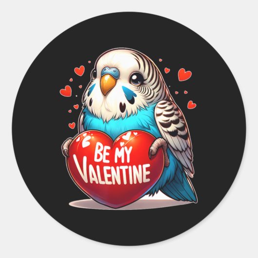 Wees mijn Valentijn Budgie Heart Ronde Sticker (Voorkant)