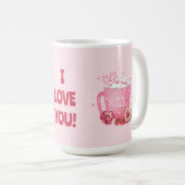 Wees mijn Valentijn Cacao, koekjes, snoepjes, roze Koffiemok (Voorkant rechts)