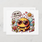 Wees mijn Valentijn? - Charmante Bij Valentijnsdag Feestdagenkaart (Voorkant / Achterkant)