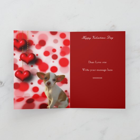 Wees mijn Valentijn Chihuahua Dog Love Hearts Feestdagen Kaart (Binnen)