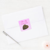 Wees Mijn Valentijn Chocolade Hart Vierkante Sticker (Envelop)