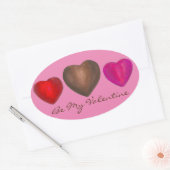 Wees mijn Valentijn Chocolade Roze bruin Snoep Ovale Sticker (Envelop)