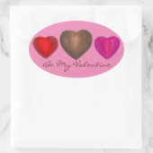 Wees mijn Valentijn Chocolade Roze bruin Snoep Ovale Sticker (Tas)