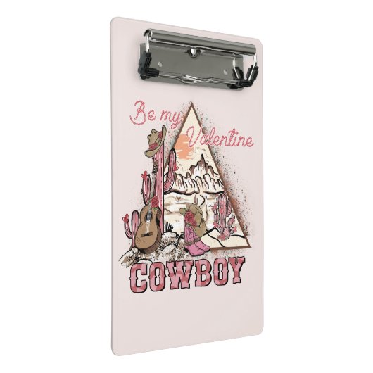 Wees mijn Valentijn Cowboy Mini Klembord (Schuin)