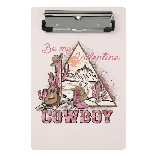 Wees mijn Valentijn Cowboy Mini Klembord (Voorkant)