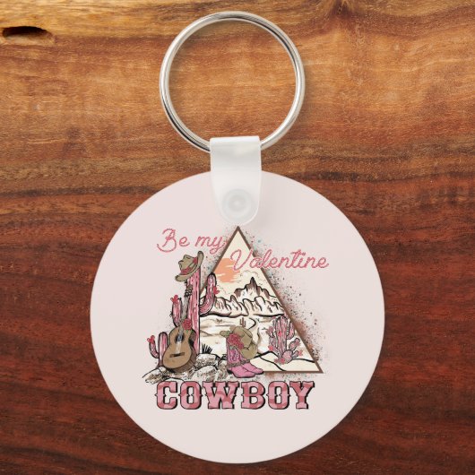 Wees mijn Valentijn Cowboy Sleutelhanger (Achterkant)