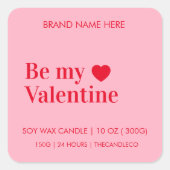 Wees mijn Valentijn Custom | Rode &b roze kaars Vierkante Sticker (Voorkant)