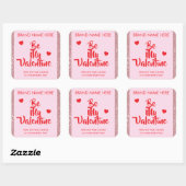 Wees Mijn Valentijn Custom Roze Kaarslabels Vierkante Sticker (Vel)