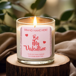 Wees Mijn Valentijn Custom Roze Kaarslabels Vierkante Sticker