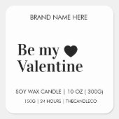 Wees mijn Valentijn Custom | Zwart-witte kaars Vierkante Sticker (Voorkant)