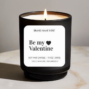 Wees mijn Valentijn Custom   Zwart-witte kaars Vierkante Sticker