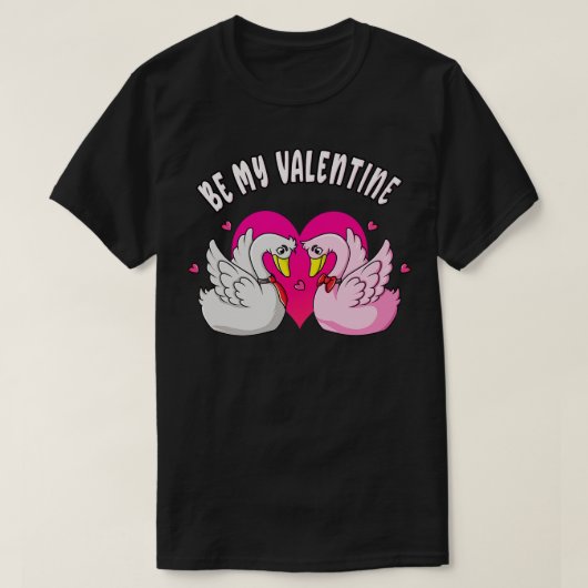 Wees mijn Valentijn Cute Swans Love T-shirt (Design voorkant)
