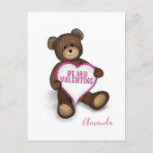 Wees mijn Valentijn Cute Teddy Bear en Heart Briefkaart (Voorkant)
