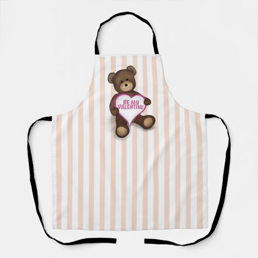 Wees mijn Valentijn Cute Teddy Bear en Heart Schort (Voorkant)