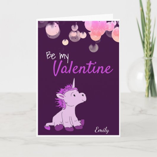 Wees mijn Valentijn Cute Unicorn Valentijn Day Feestdagen Kaart (Voorkant)