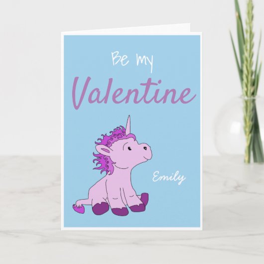 Wees mijn Valentijn Cute Unicorn Valentijn Day Feestdagen Kaart (Voorkant)