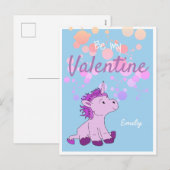 Wees mijn Valentijn Cute Unicorn Valentijn Day Feestdagenkaart (Voorkant / Achterkant)