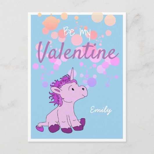 Wees mijn Valentijn Cute Unicorn Valentijn Day Feestdagenkaart (Voorkant)