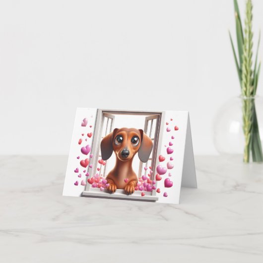 Wees mijn Valentijn Dachshund Kaart (Voorkant)