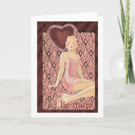 Wees mijn Valentijn deco vrouw rode jurk hart Feestdagen Kaart