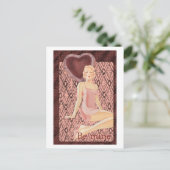 Wees mijn Valentijn deco vrouw rode jurk hart Feestdagenkaart (Staand voorkant)